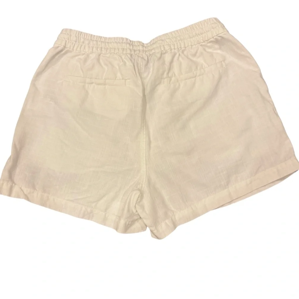Point Sur Women’s White Linen Blend Shorts with Elastic Waist and Tie sz XS